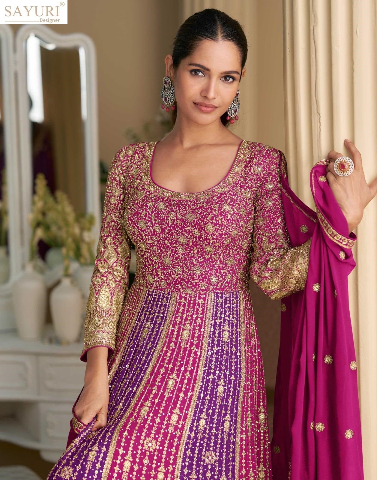 Rutba Sayuri Georgette Gown Dupatta Set Exporter India