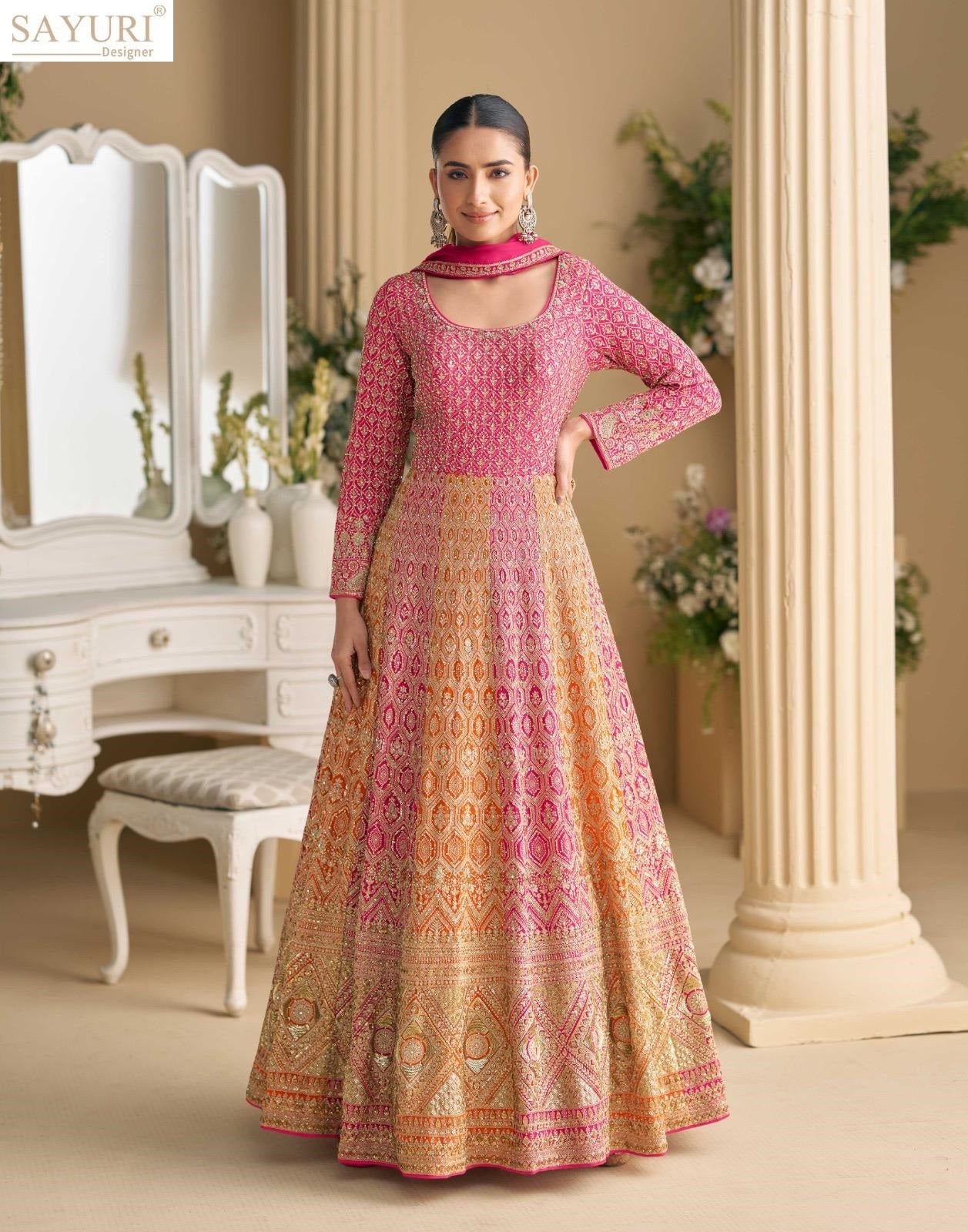 Rutba Sayuri Georgette Gown Dupatta Set Exporter India