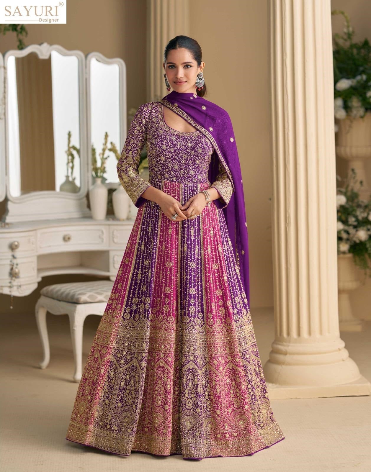 Rutba Sayuri Georgette Gown Dupatta Set Exporter India