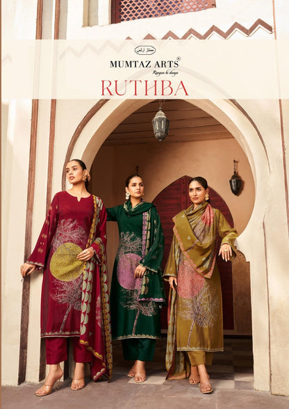 Ruthba Mumtaz Arts Viscose Muslin Karachi Salwar Suits Exporter India