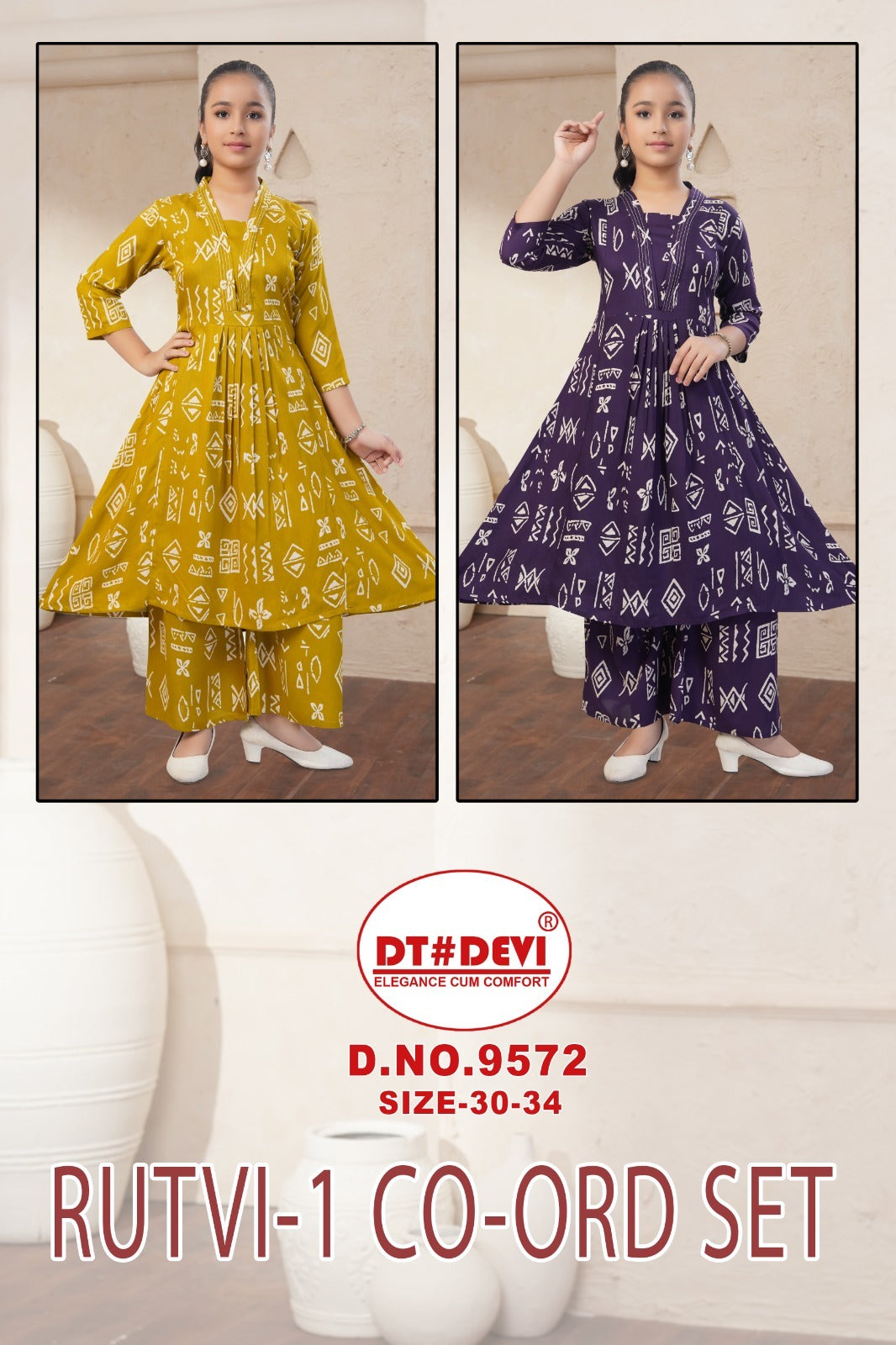 Rutvi 1 Dn 9572 Dt Devi Rayon Girls Co Ord Set Manufacturer India