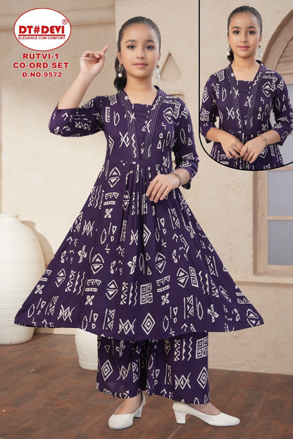 Rutvi 1 Dn 9572 Dt Devi Rayon Girls Co Ord Set Manufacturer India