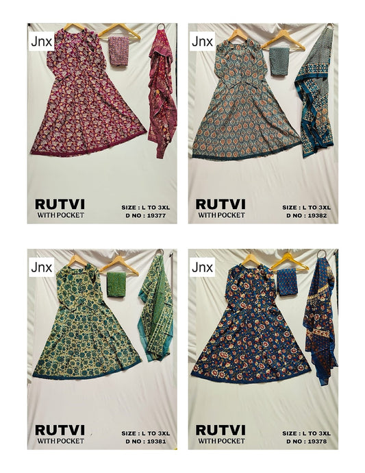Rutvi Jnx Cambric Cotton Readymade Anarkali Suits Supplier Ahmedabad