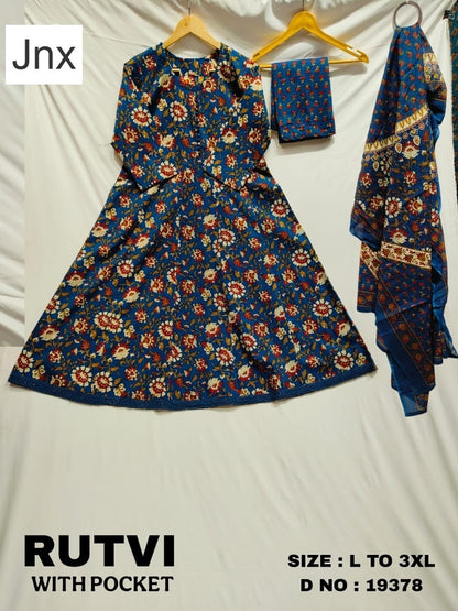 Rutvi Jnx Cambric Cotton Readymade Anarkali Suits Supplier Ahmedabad