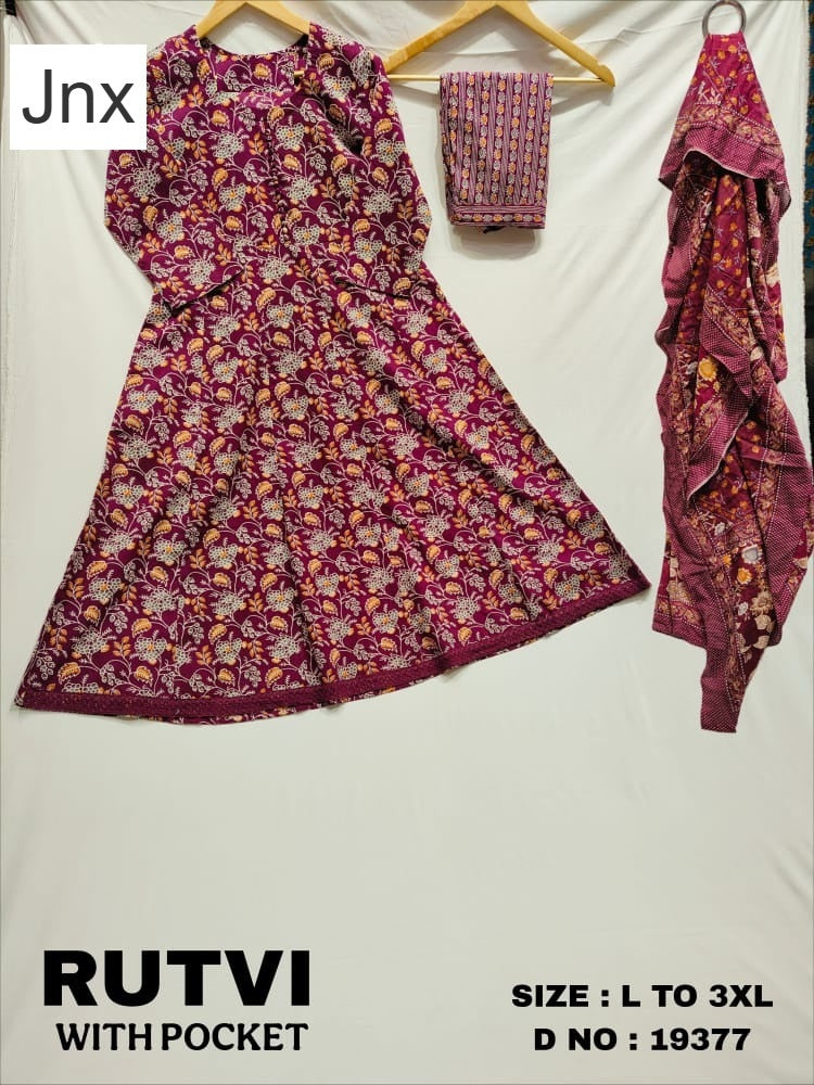 Rutvi Jnx Cambric Cotton Readymade Anarkali Suits Supplier Ahmedabad