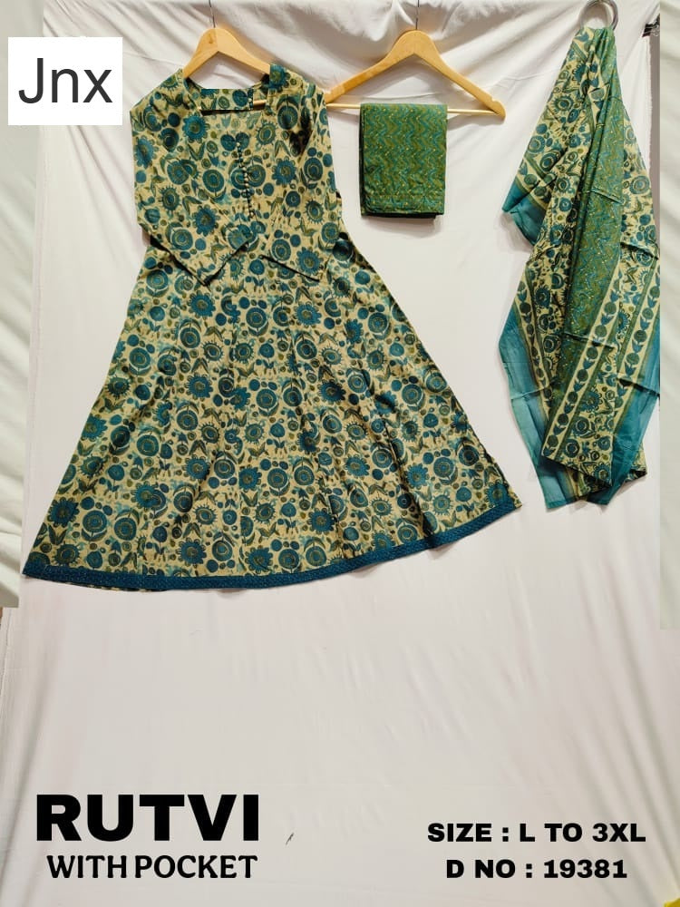 Rutvi Jnx Cambric Cotton Readymade Anarkali Suits Supplier Ahmedabad