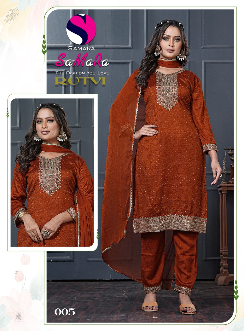 Rutvi Samara Vichitra Readymade Pant Style Suits Wholesaler India