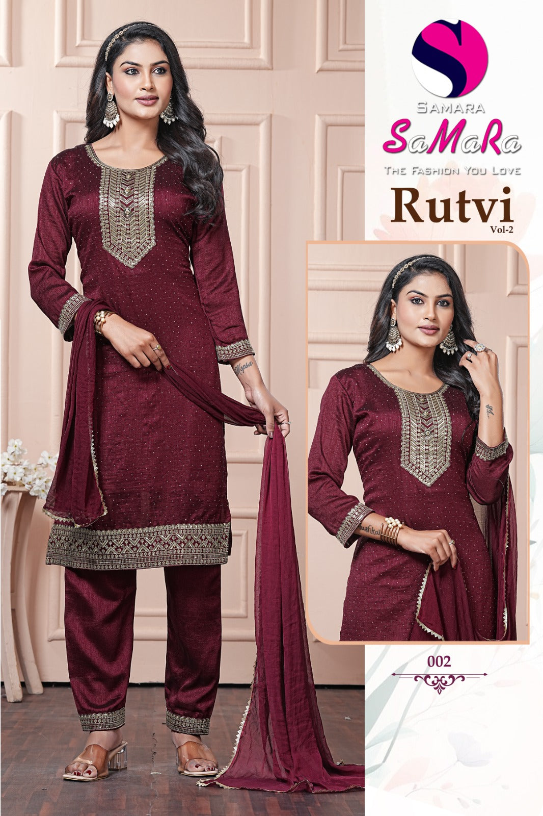 Rutvi Vol 2 Samara Vichitra Readymade Pant Style Suits Wholesaler