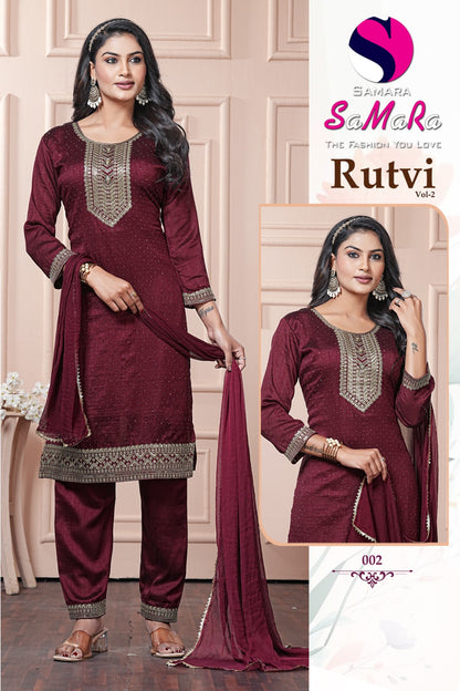 Rutvi Vol 2 Samara Vichitra Readymade Pant Style Suits Wholesaler