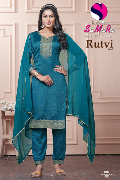 Rutvi Vol 2 Samara Vichitra Readymade Pant Style Suits Wholesaler