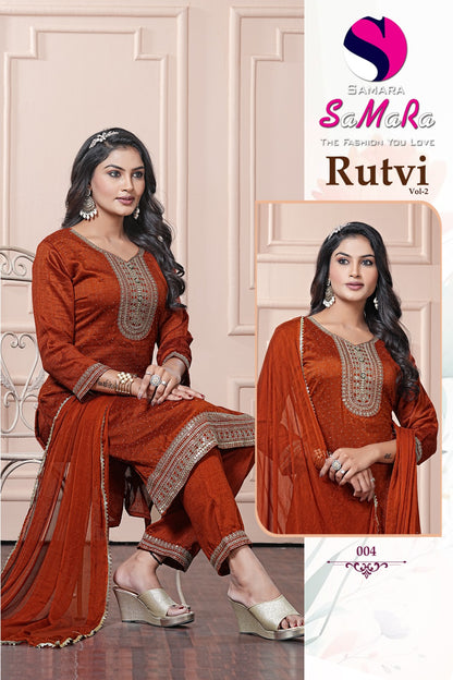 Rutvi Vol 2 Samara Vichitra Readymade Pant Style Suits Wholesaler