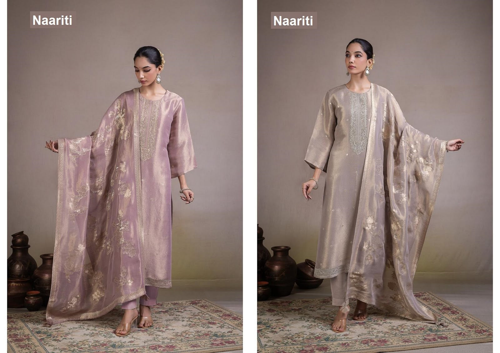 Ruvaan Naariti Tissue Silk Pant Style Suits Exporter Gujarat