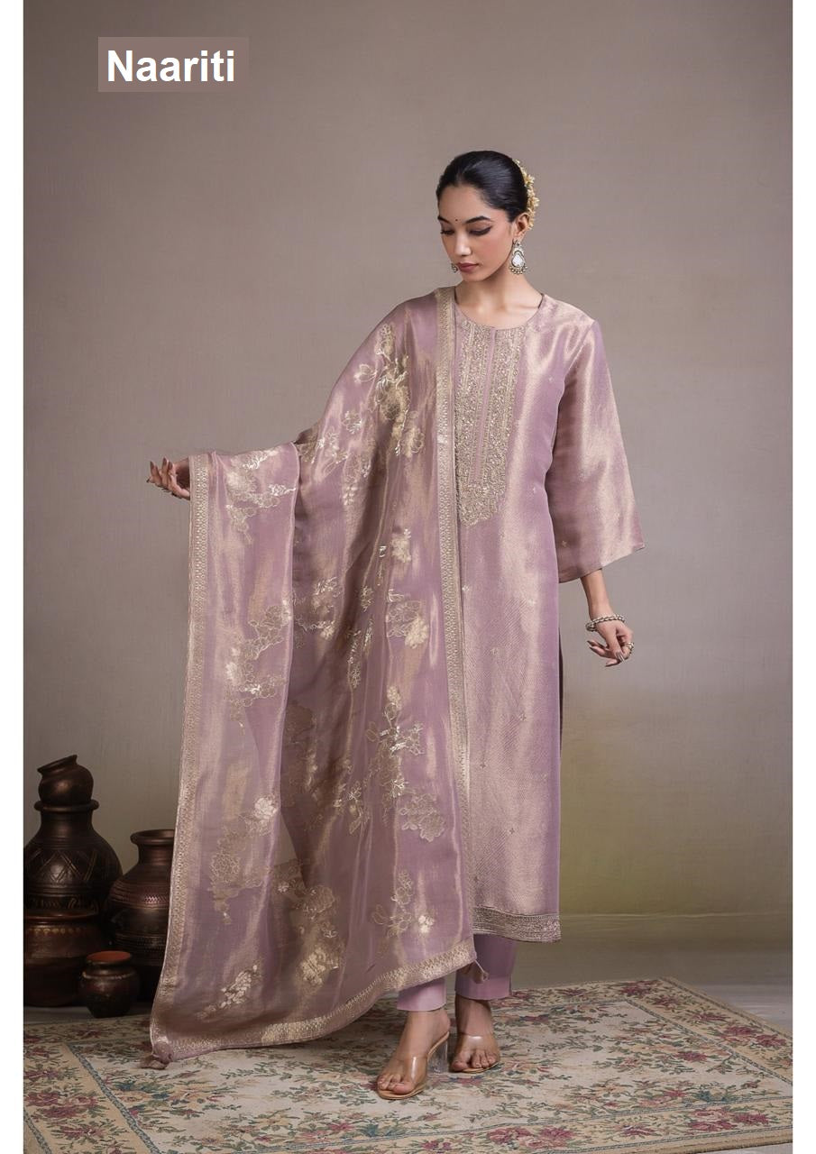 Ruvaan Naariti Tissue Silk Pant Style Suits Exporter Gujarat