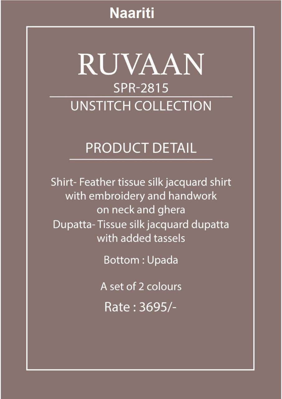 Ruvaan Naariti Tissue Silk Pant Style Suits Exporter Gujarat