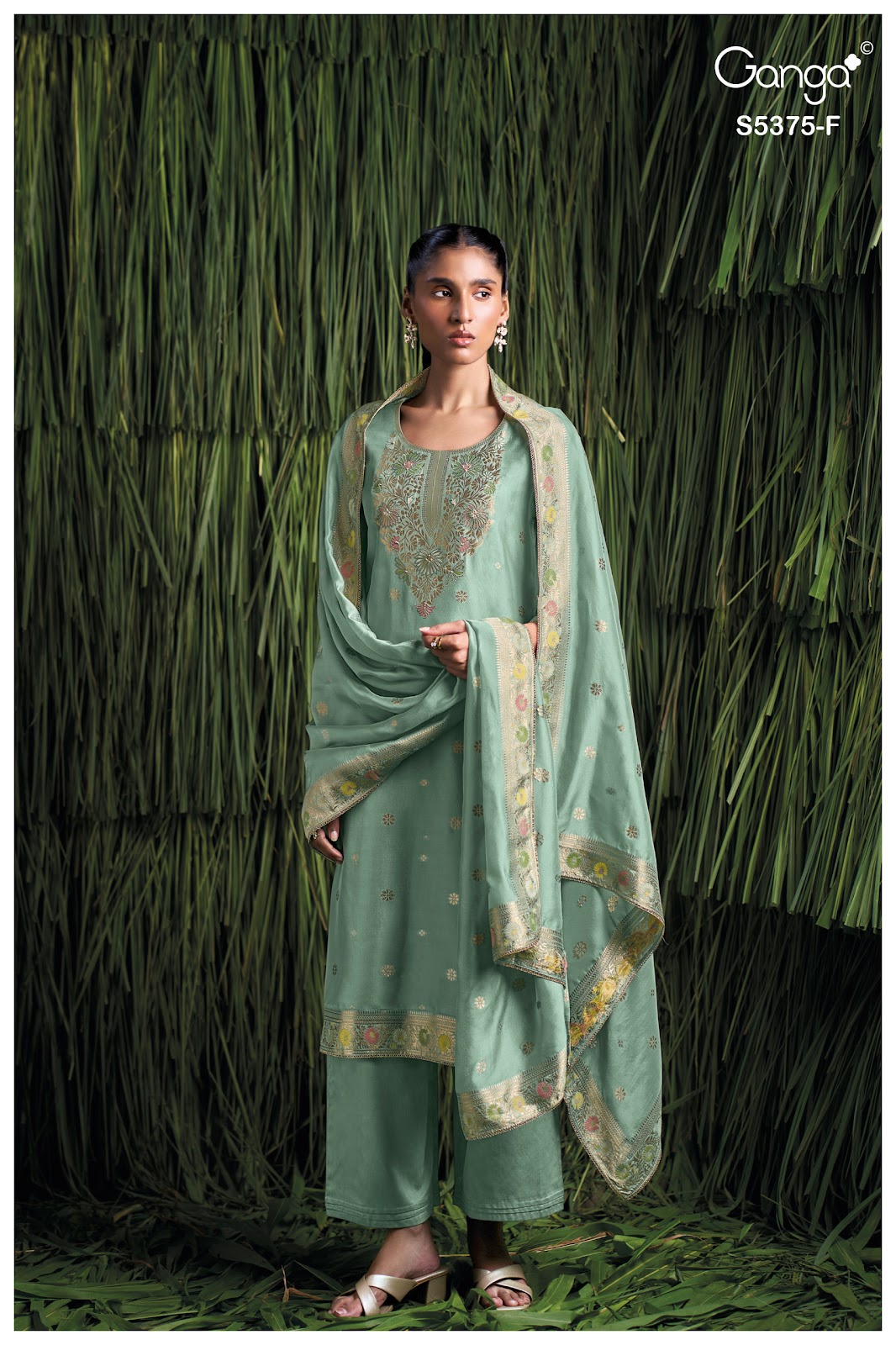 Ruvana S5375 Ganga Woven Silk Pant Style Suits Supplier India