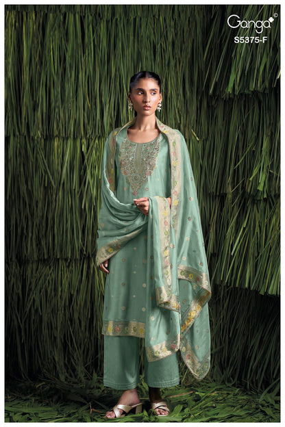 Ruvana S5375 Ganga Woven Silk Pant Style Suits Supplier India