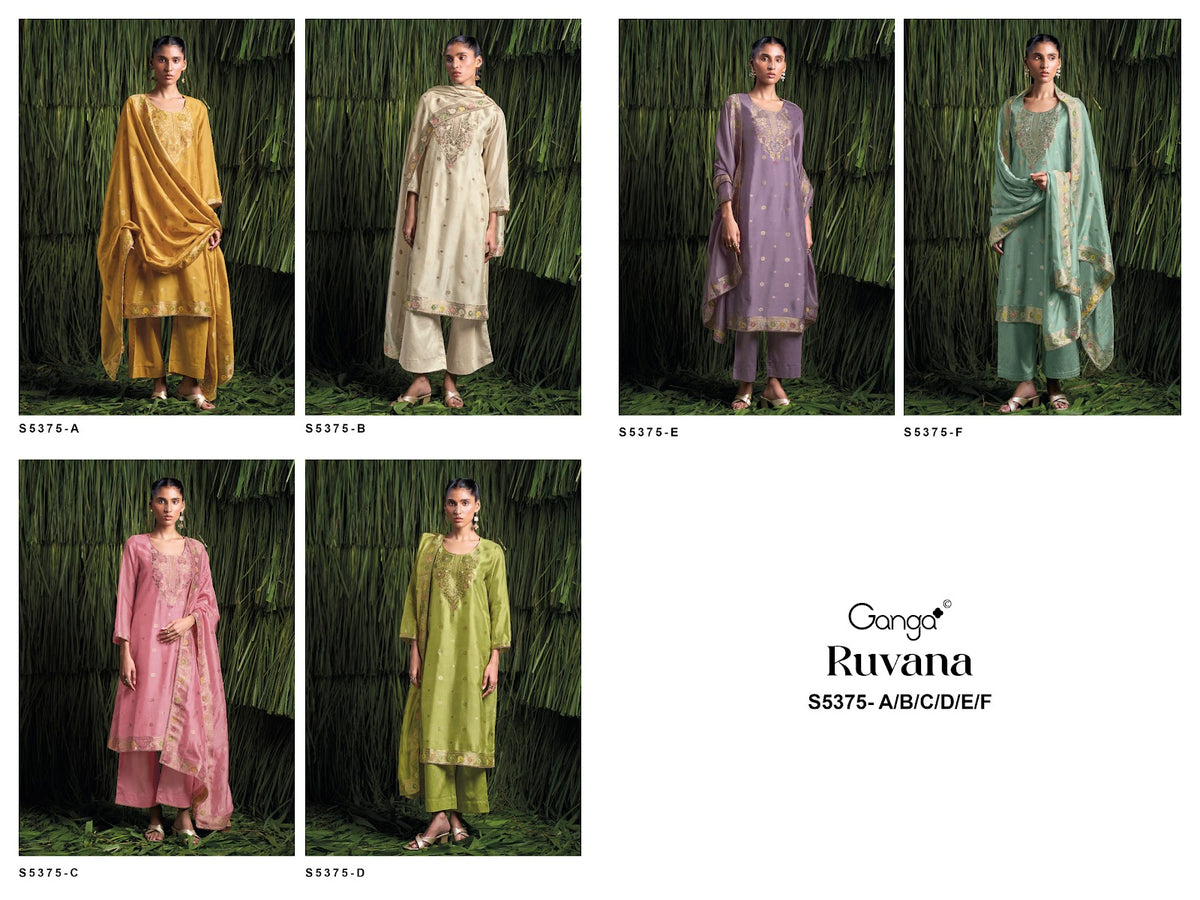 Ruvana S5375 Ganga Woven Silk Pant Style Suits Supplier India