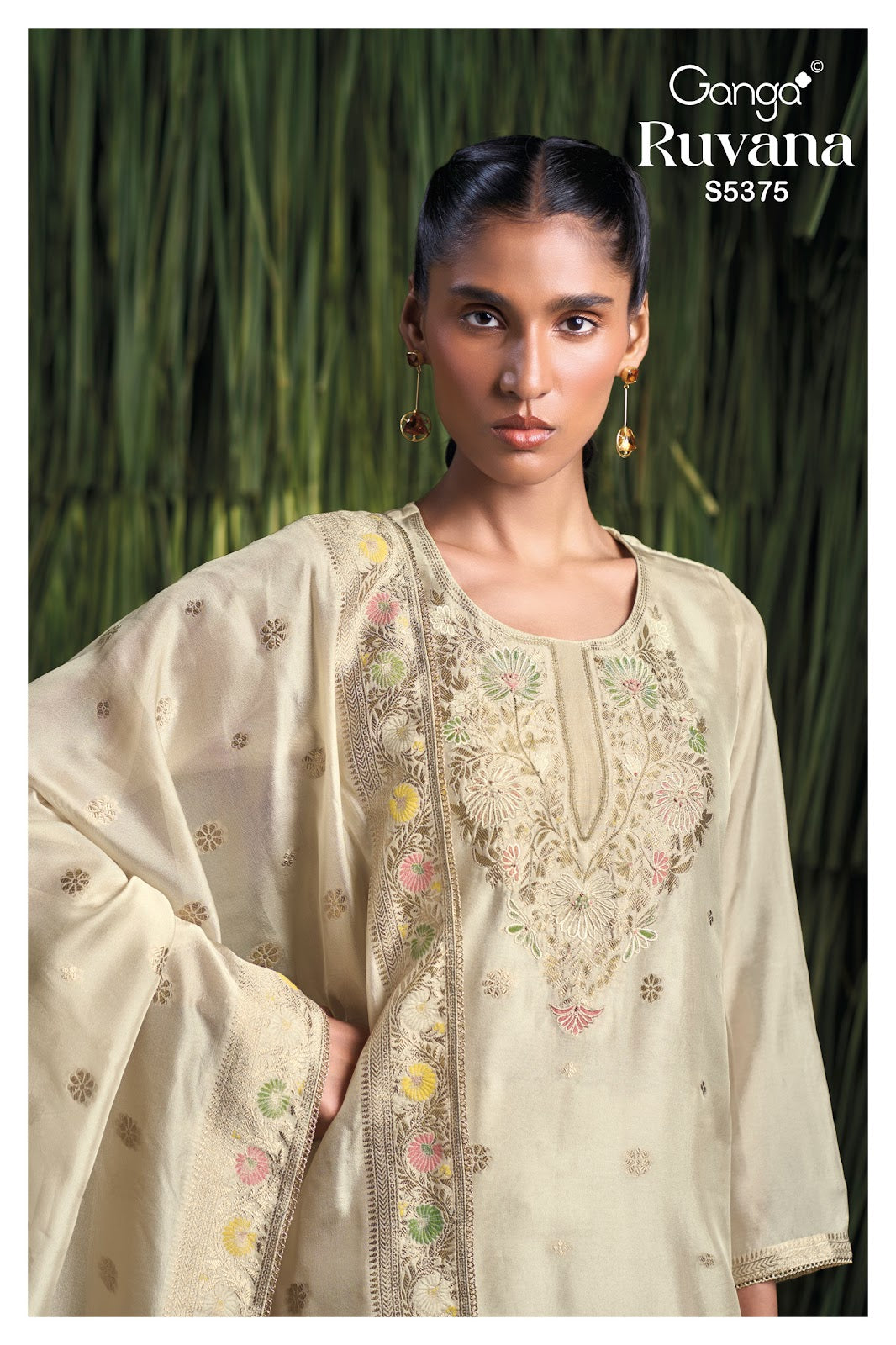 Ruvana S5375 Ganga Woven Silk Pant Style Suits Supplier India