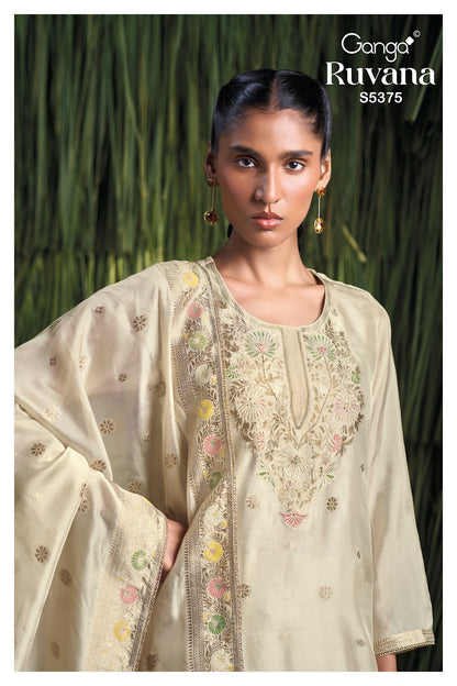 Ruvana S5375 Ganga Woven Silk Pant Style Suits Supplier India