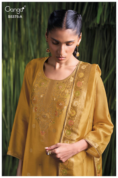 Ruvana S5375 Ganga Woven Silk Pant Style Suits Supplier India