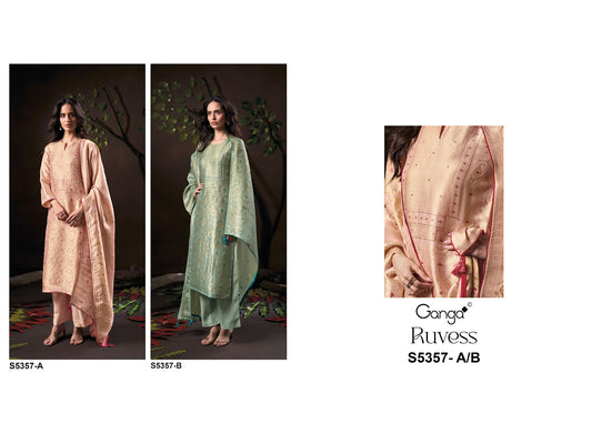 Ruvess S5357 Ganga Bemberg Silk Pant Style Suits Supplier Ahmedabad