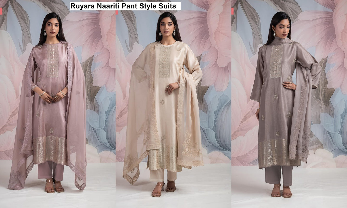 Ruyara Naariti Silk Jacquard Pant Style Suits Wholesaler India