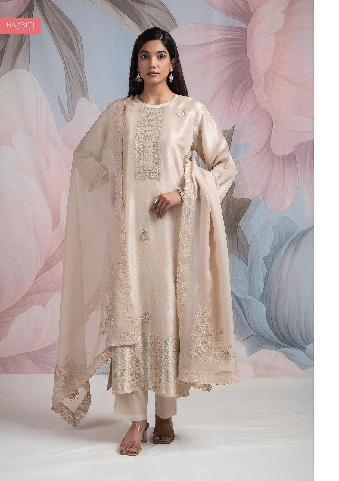 Ruyara Naariti Silk Jacquard Pant Style Suits Wholesaler India