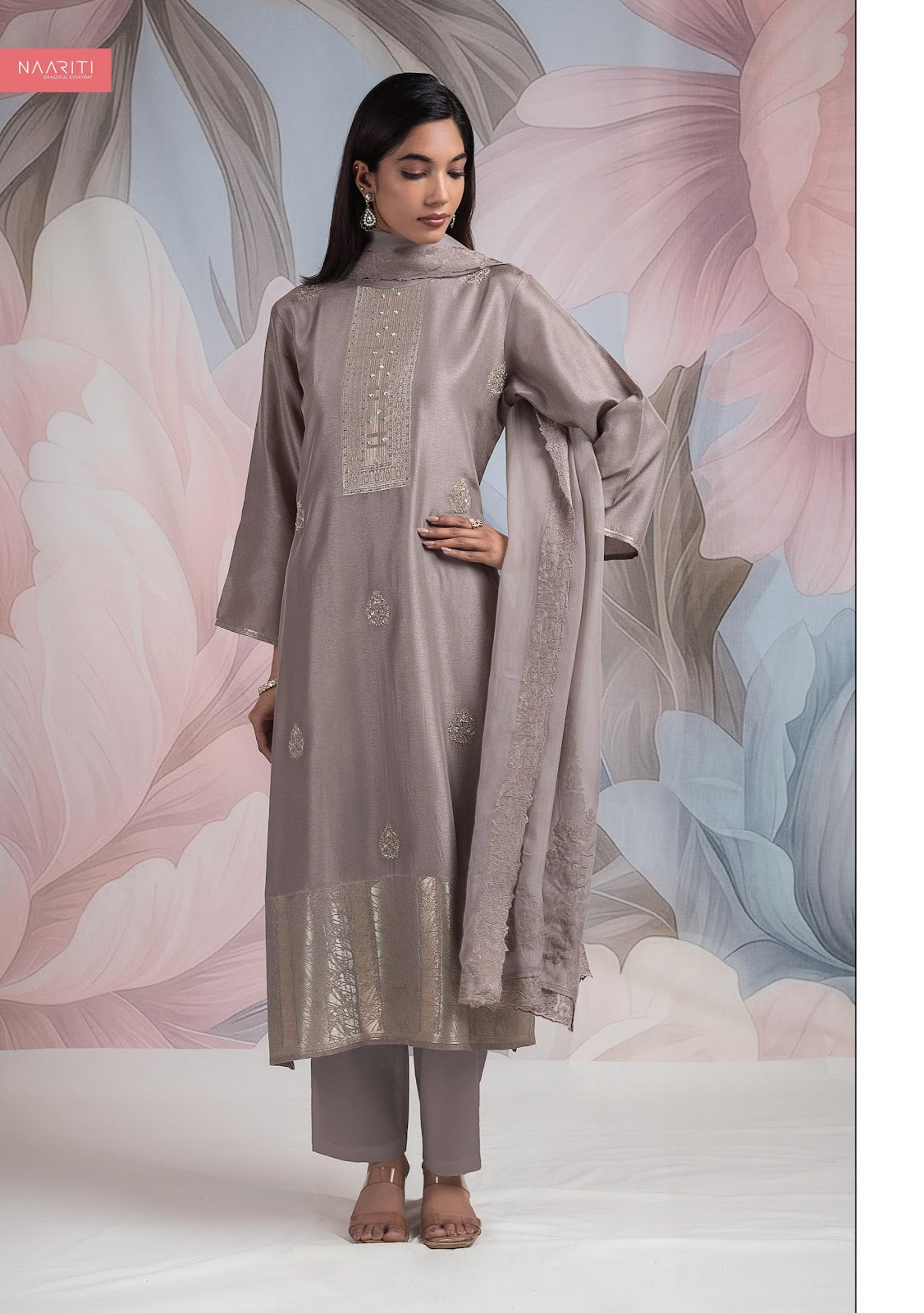 Ruyara Naariti Silk Jacquard Pant Style Suits Wholesaler India