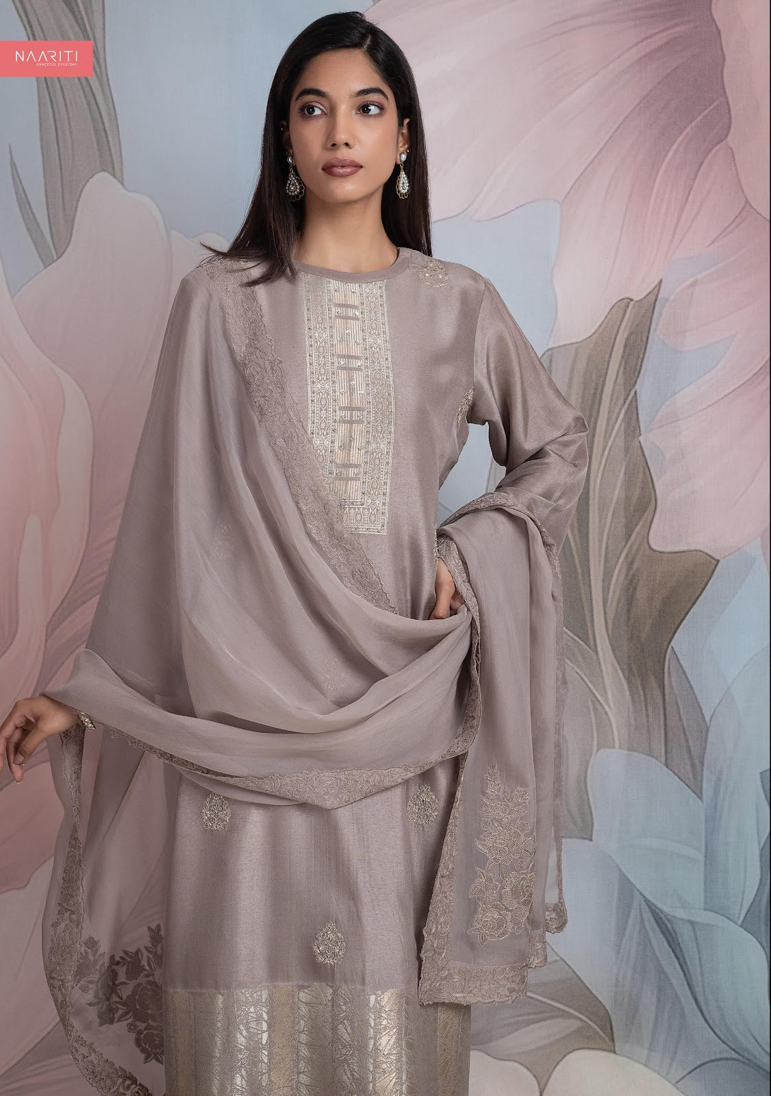 Ruyara Naariti Silk Jacquard Pant Style Suits Wholesaler India
