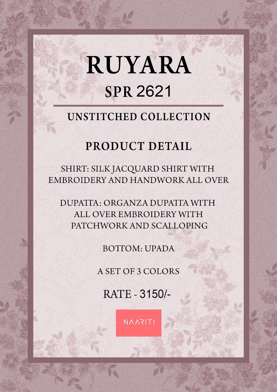 Ruyara Naariti Silk Jacquard Pant Style Suits Wholesaler India
