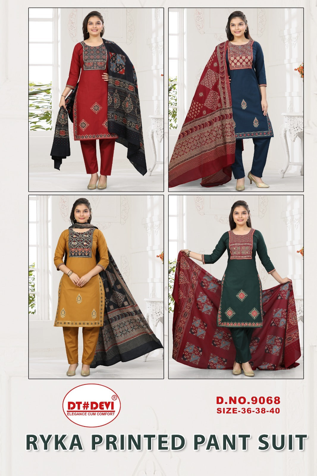 Ryka Dn 9068 Dt Devi Cotton Girls Readymade Pant Suits Manufacturer