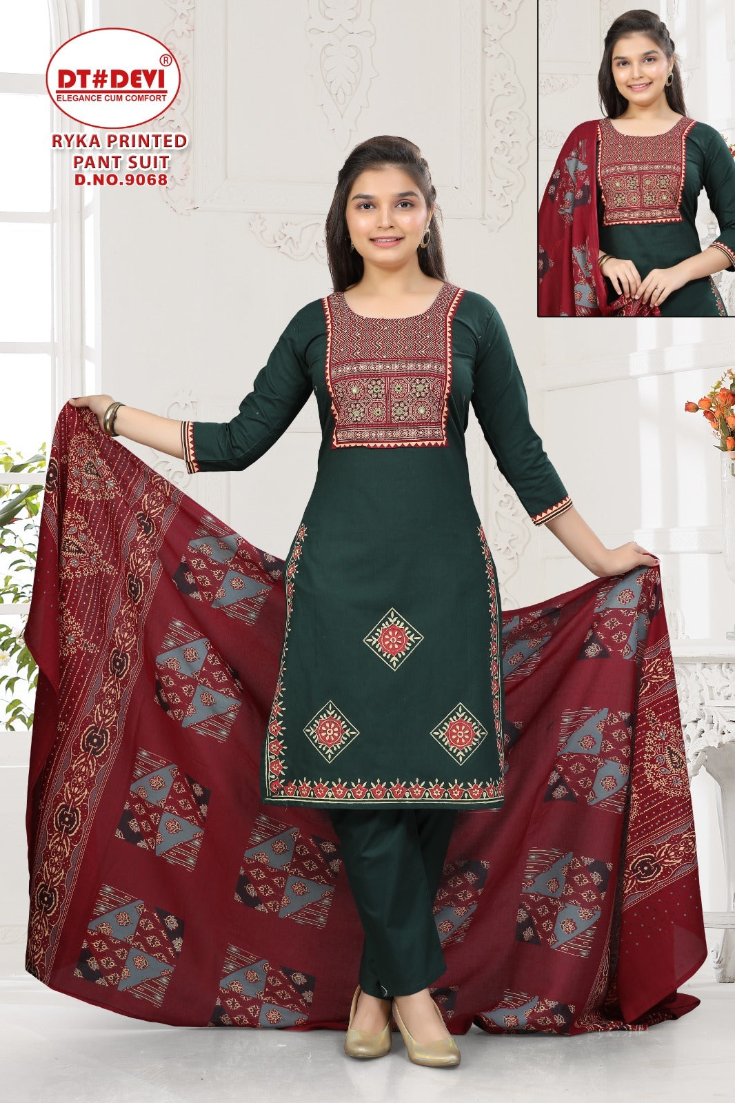 Ryka Dn 9068 Dt Devi Cotton Girls Readymade Pant Suits Manufacturer