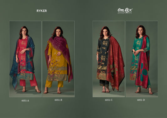 Ryker 6051 Omtex Jacquard Pashmina Suits Manufacturer Ahmedabad