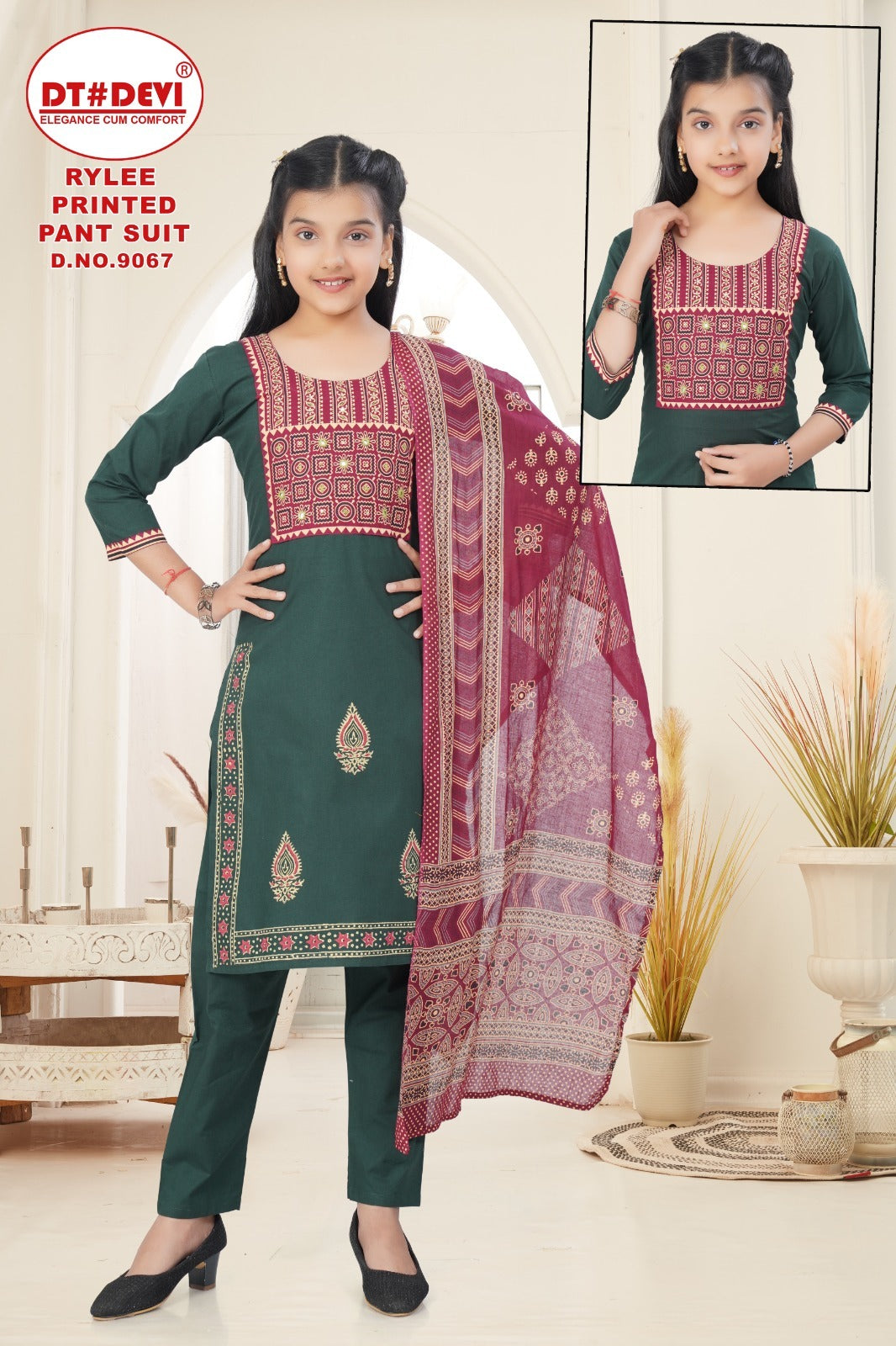 Rylee Dn 9067 Dt Devi Cotton Girls Readymade Pant Suits Wholesale