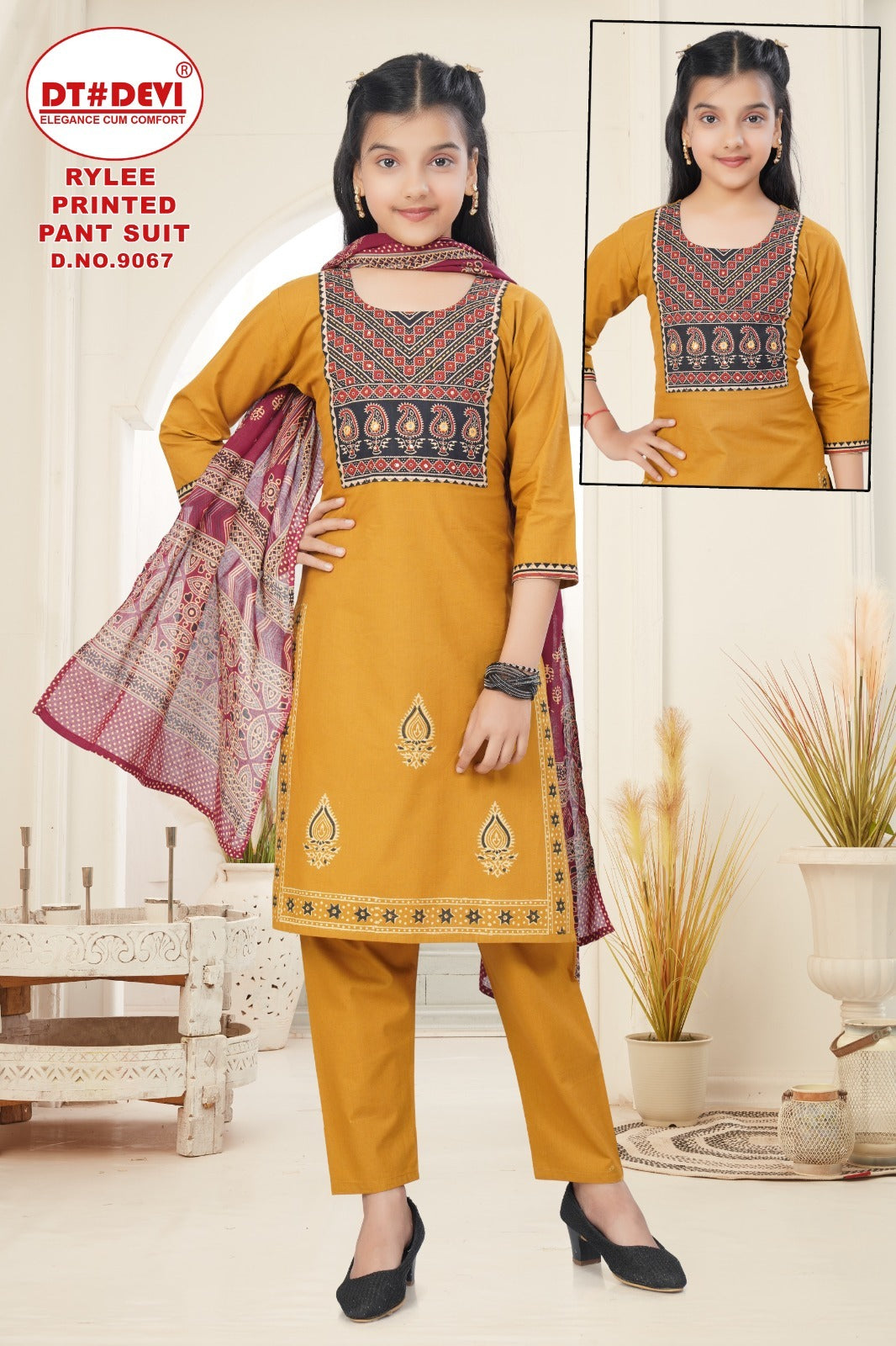 Rylee Dn 9067 Dt Devi Cotton Girls Readymade Pant Suits Wholesale