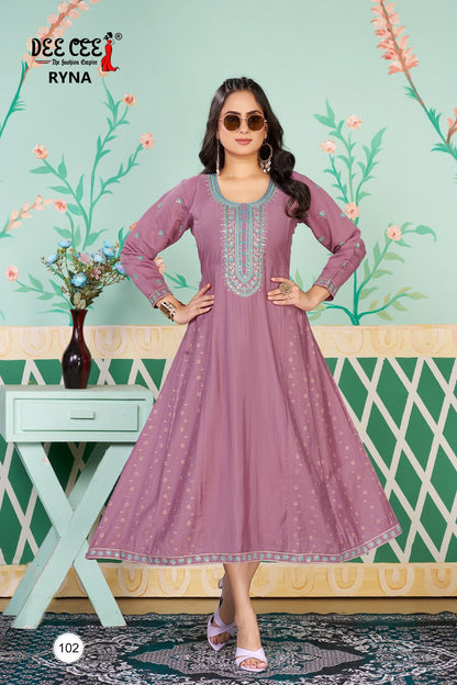 Ryna Deecee Roman Silk Anarkali Kurtis Wholesaler Ahmedabad
