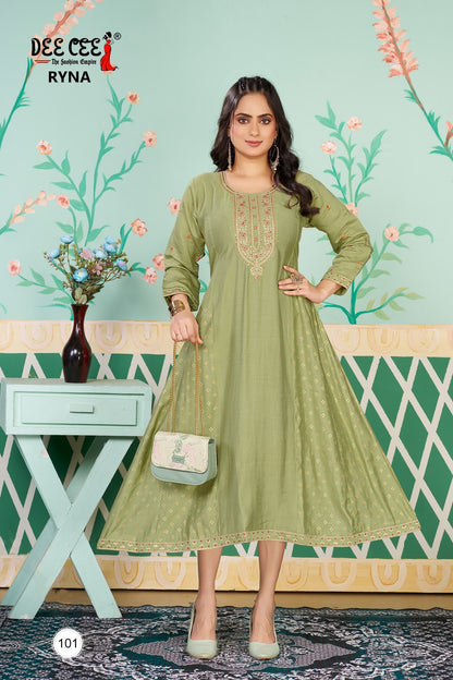 Ryna Deecee Roman Silk Anarkali Kurtis Wholesaler Ahmedabad