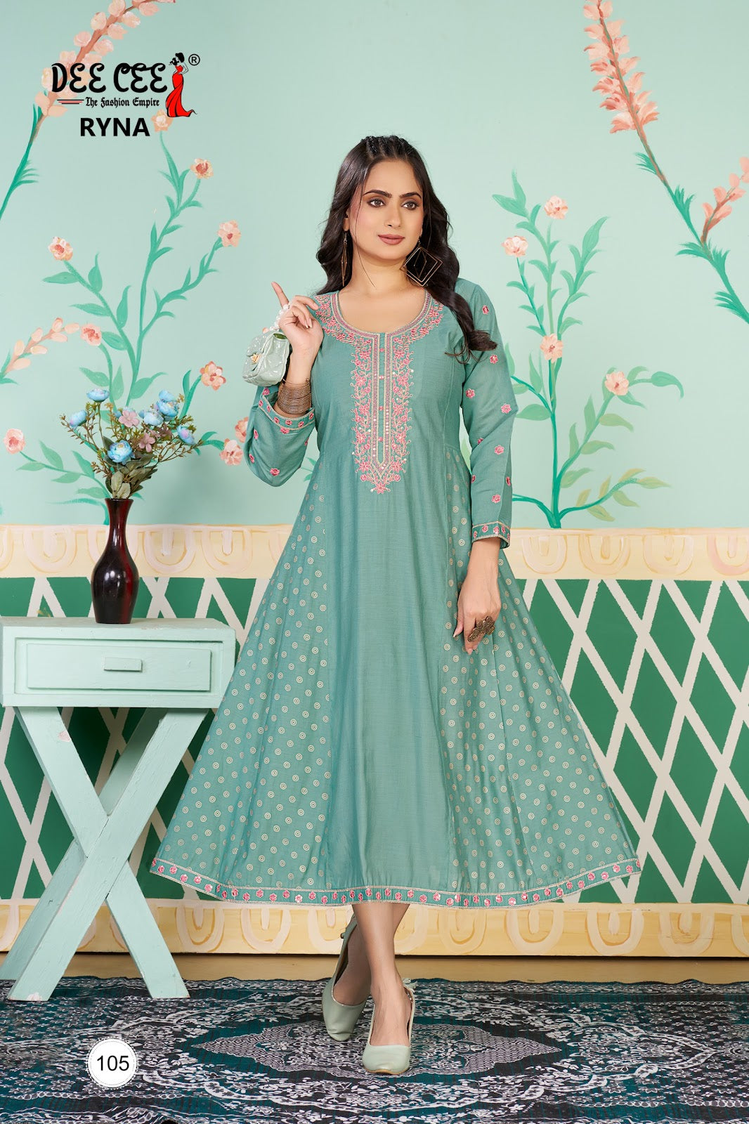 Ryna Deecee Roman Silk Anarkali Kurtis Wholesaler Ahmedabad
