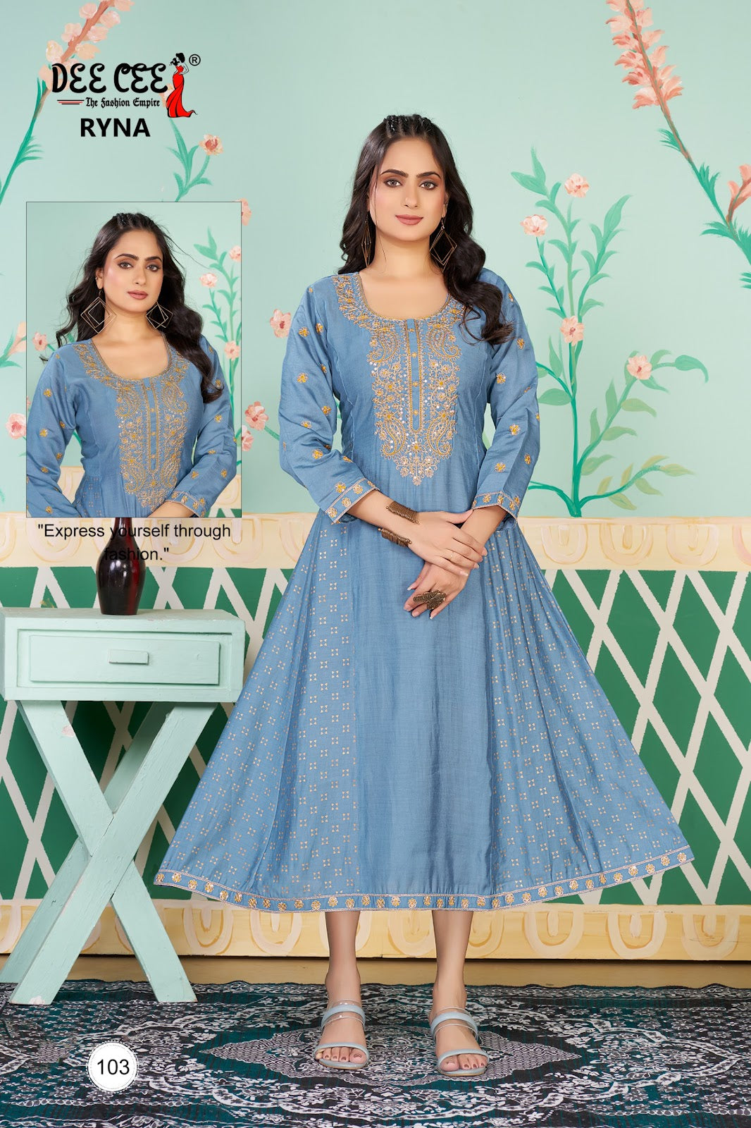 Ryna Deecee Roman Silk Anarkali Kurtis Wholesaler Ahmedabad