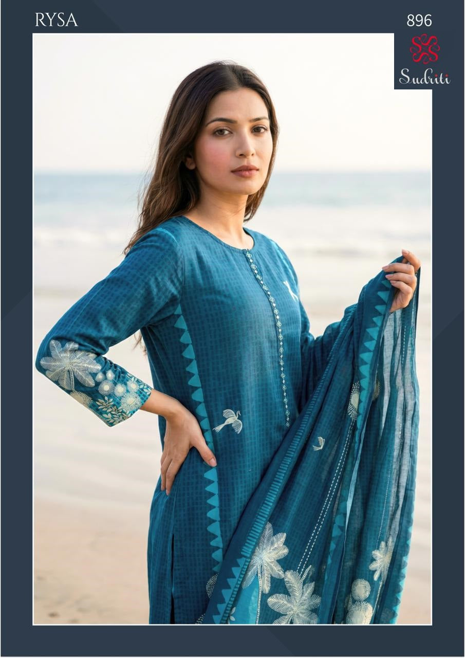 Rysa Sudriti Sahiba Cotton Lawn Pant Style Suits Wholesale Price