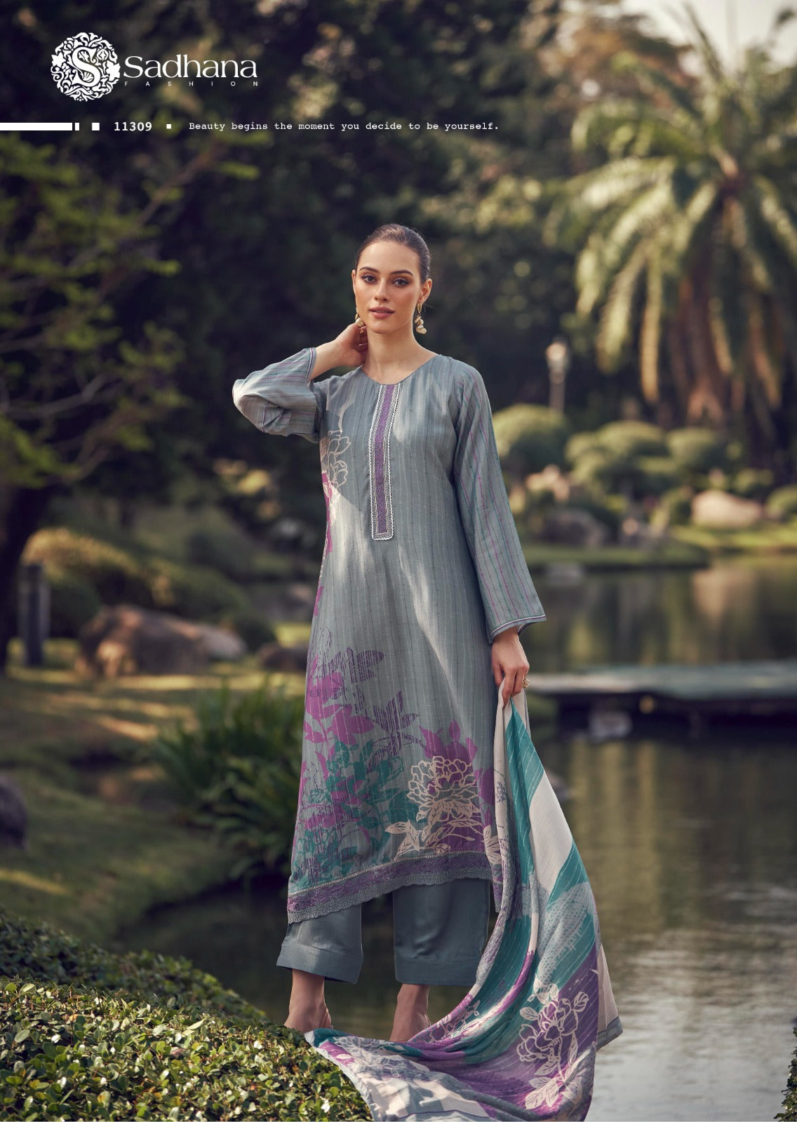 S-Iliana Sadhana Pure Muslin Pant Style Suits Wholesaler Ahmedabad