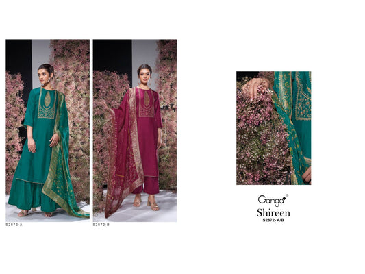S2872 Shireen Ganga Bemberg Silk Salwar Suits Wholesale Price