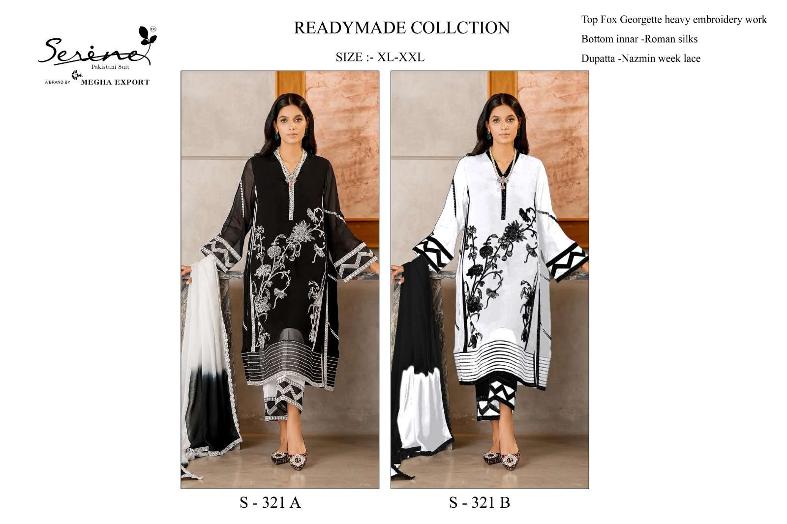 S 321 Serine Fox Georgette Pakistani Readymade Suits Supplier Gujarat