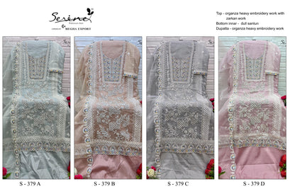 S 379 Serine Organza Pakistani Salwar Suits Wholesale Rate