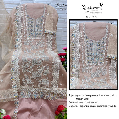 S 379 Serine Organza Pakistani Salwar Suits Wholesale Rate