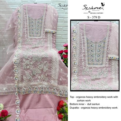 S 379 Serine Organza Pakistani Salwar Suits Wholesale Rate