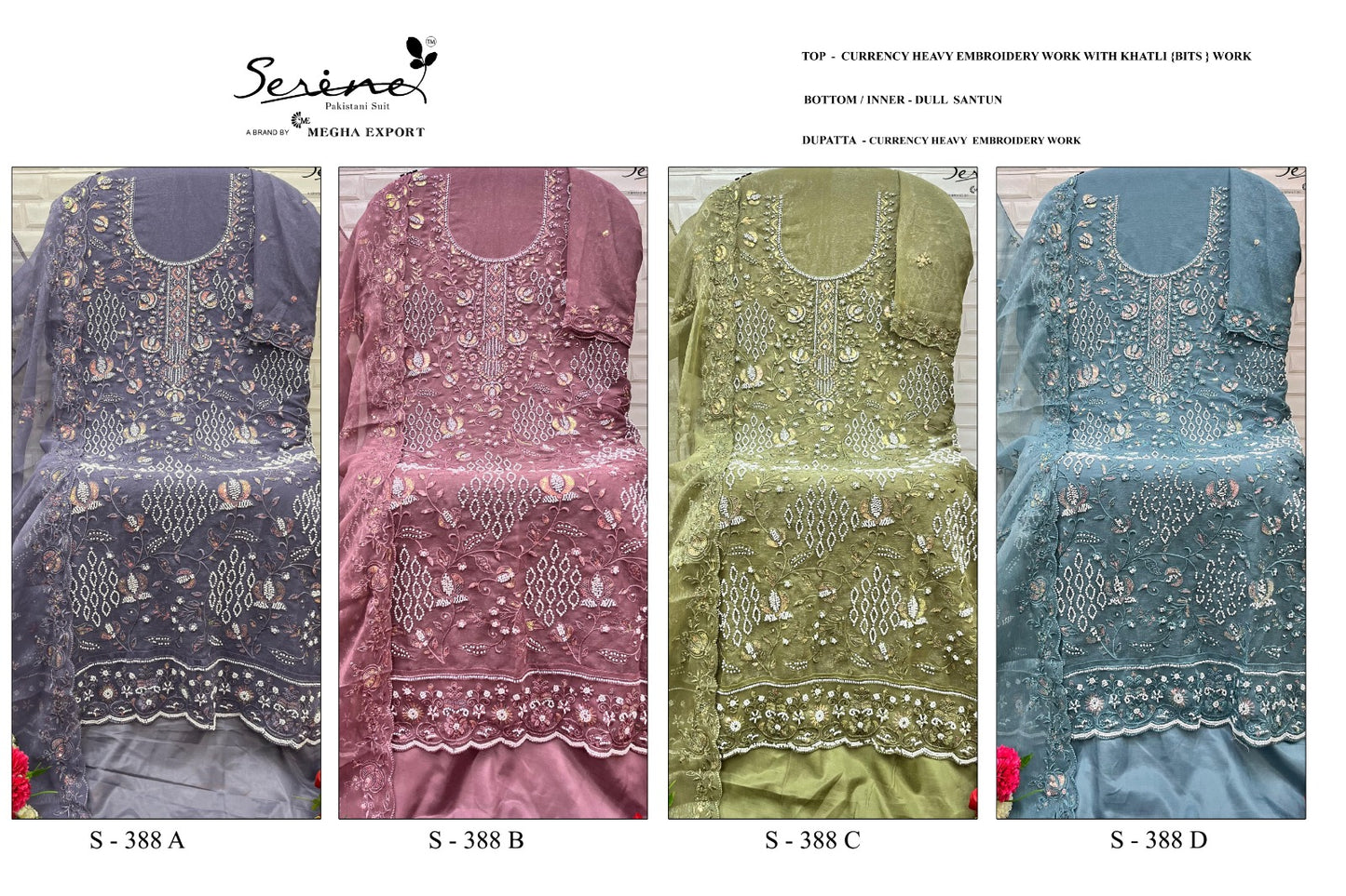 S 388 Abcd Serine Silk Pakistani Salwar Suits Wholesaler Gujarat