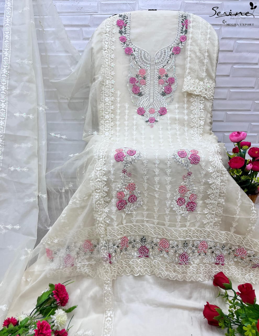 S 394 Abcd Serine Organza Pakistani Salwar Suits Wholesale