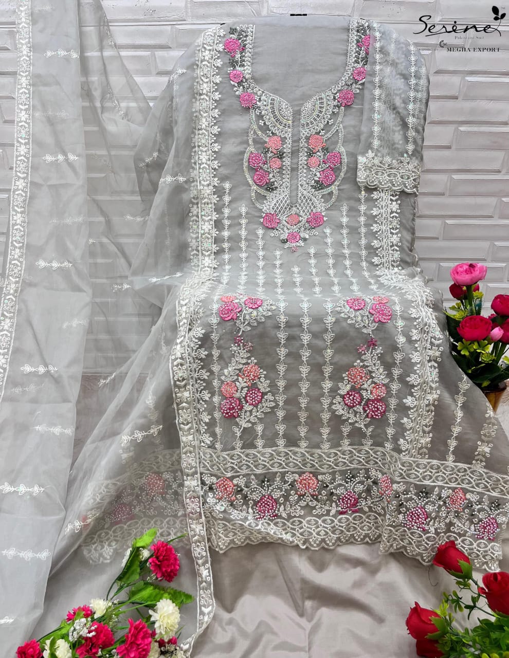 S 394 Abcd Serine Organza Pakistani Salwar Suits Wholesale