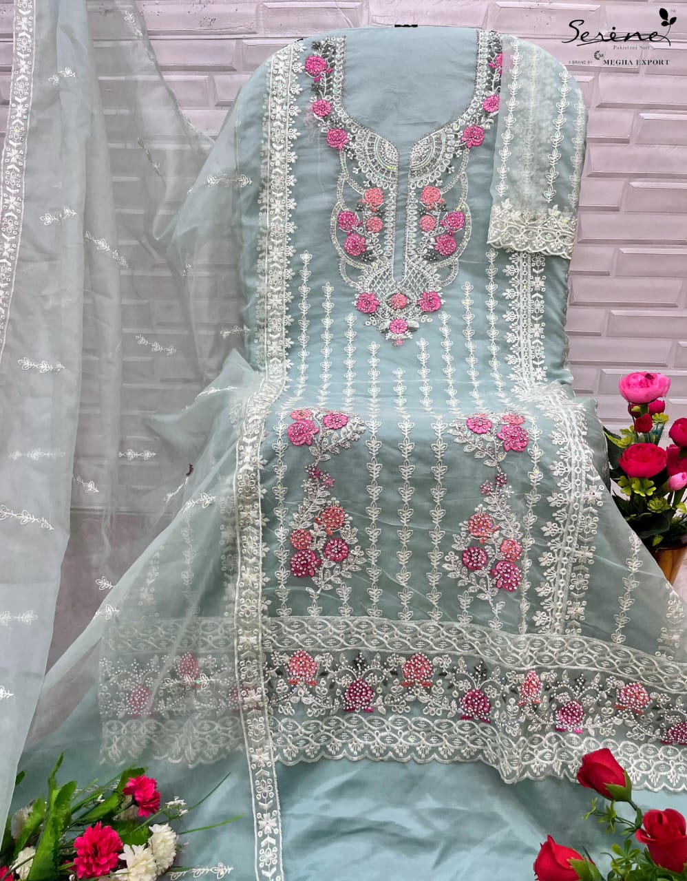 S 394 Abcd Serine Organza Pakistani Salwar Suits Wholesale